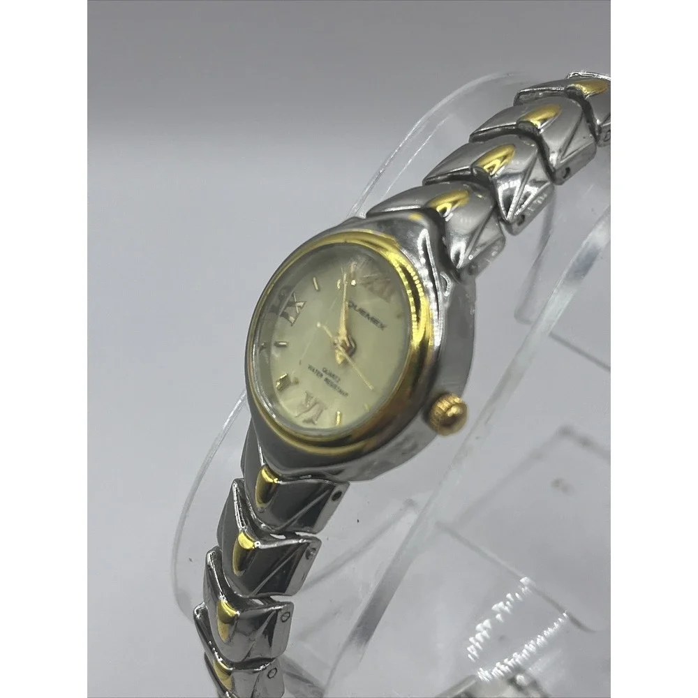 Quemax Women's Quartz Watch Two Tone‎ Band- New Battery